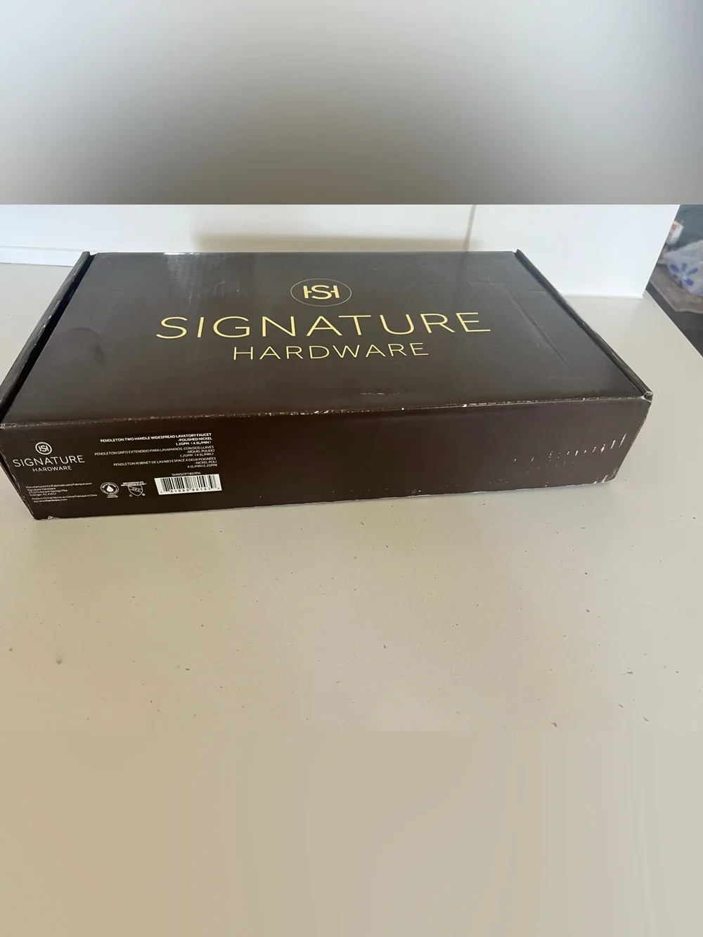 NIB Signature Hardware Pendleton Widespread Bathroom Faucet Polished Nickel